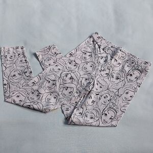 Disney Princess Print Kids Leggings - Black and White Girls Size XL